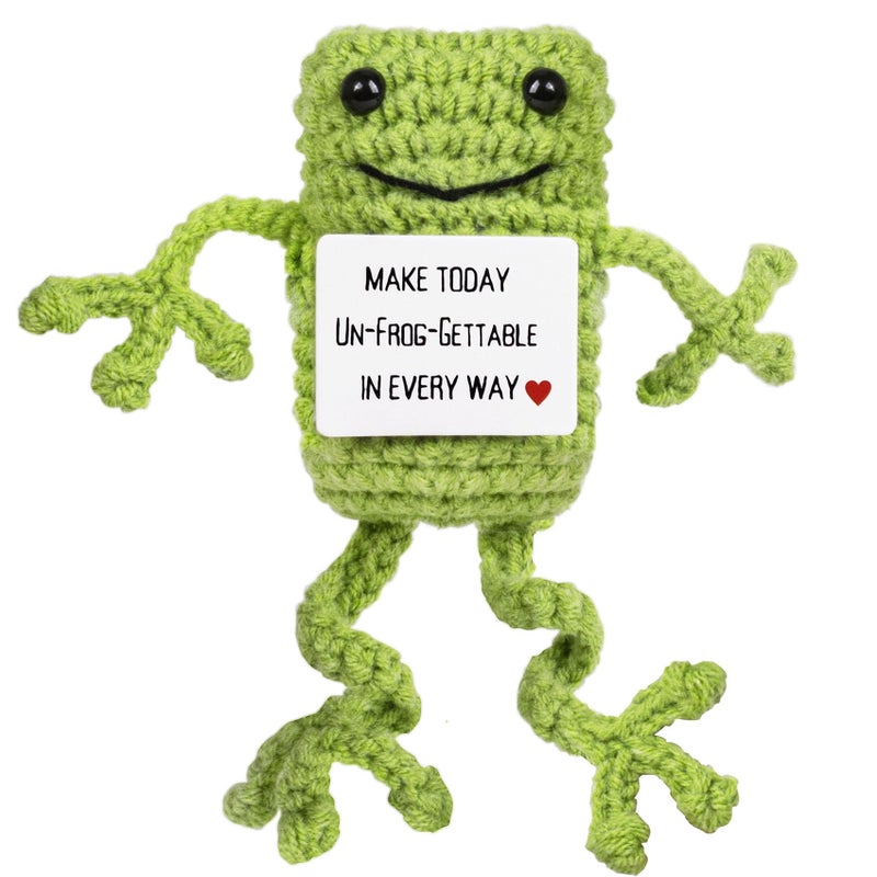 Maziky Funny Positive Frogs Mini Crochet Frogs with Positive Affirmations Cards for Inspirational Novelty Gifts and Party Decorations - Image 2