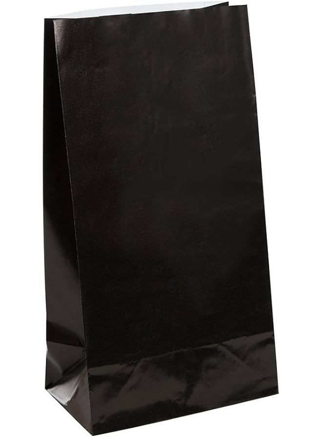 Unique 59012 Black Paper Party Bags Pack Of 12 - Image 1
