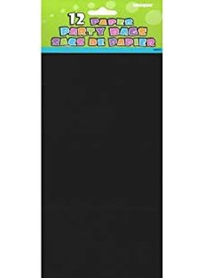 Unique 59012 Black Paper Party Bags Pack Of 12 - Image 3