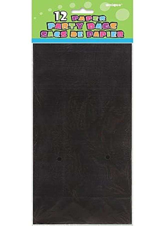 Unique 59012 Black Paper Party Bags Pack Of 12 - Image 2
