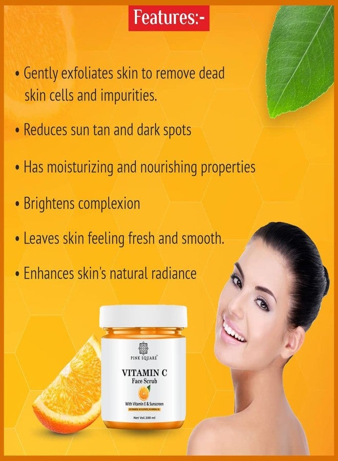 Pink Square Vitamin C Facial Scrub for Glowing Skin (Pack of 1, Each 100 gram)|Deep Cleansing and Gentle Exfoliation Paraben-Free Helps Reduce Tan Enhances Skin Radiance and Supports Pore Cleansing| - Image 3