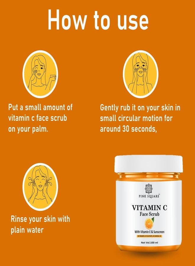 Pink Square Vitamin C Facial Scrub for Glowing Skin (Pack of 1, Each 100 gram)|Deep Cleansing and Gentle Exfoliation Paraben-Free Helps Reduce Tan Enhances Skin Radiance and Supports Pore Cleansing| - Image 2