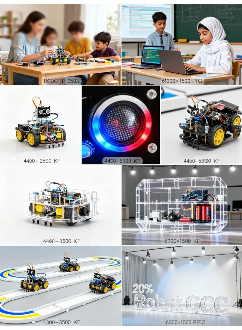 STEM Robotics & Maker Kit – AI Programmable Robot Car with Omnidirectional Mecanum Wheels, Ultrasonic Sensors & Infrared Line Tracking – Compatible with Arduino