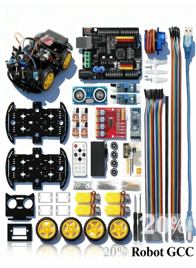 robotgcc STEM Robotics & Maker Kit – AI Programmable Robot Car with Omnidirectional Mecanum Wheels, Ultrasonic Sensors & Infrared Line Tracking – Compatible with Arduino - Image 5