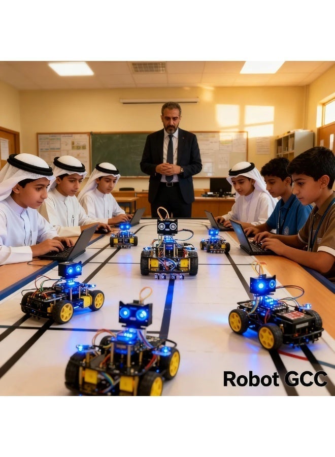robotgcc STEM Robotics & Maker Kit – AI Programmable Robot Car with Omnidirectional Mecanum Wheels, Ultrasonic Sensors & Infrared Line Tracking – Compatible with Arduino - Image 3