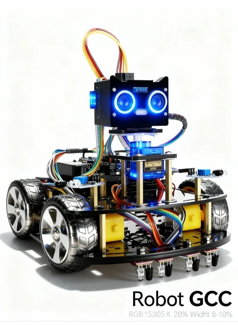 robotgcc STEM Robotics & Maker Kit – AI Programmable Robot Car with Omnidirectional Mecanum Wheels, Ultrasonic Sensors & Infrared Line Tracking – Compatible with Arduino - Image 1