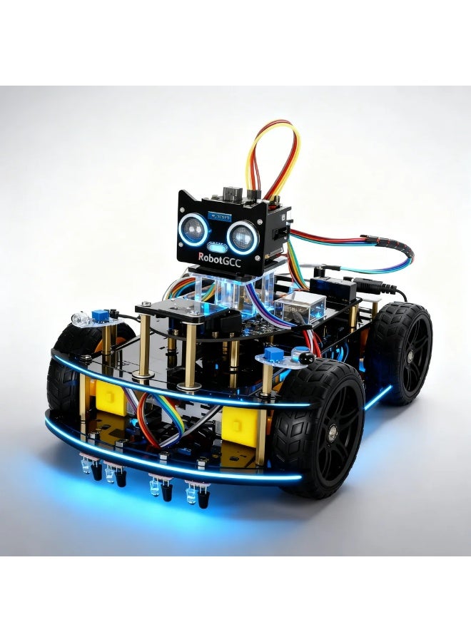 robotgcc STEM Robotics & Maker Kit – AI Programmable Robot Car with Omnidirectional Mecanum Wheels, Ultrasonic Sensors & Infrared Line Tracking – Compatible with Arduino - Image 4