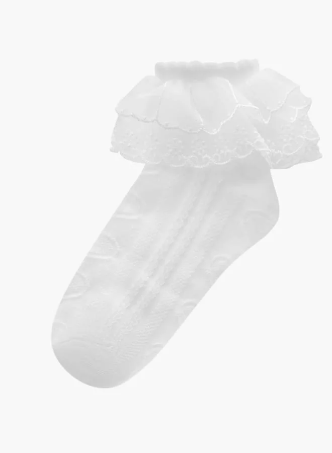 Flora Bella By Shoexpress Girls Ruffle Detail Ankle Length Socks - Set of 3