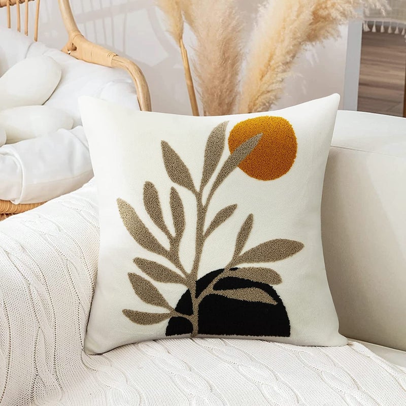 Merrycolor Boho Pillow Covers 20x20 Tufted Mid Century Modern Throw Pillow Covers Abstract Leaf Pillow Cover Aesthetic Boho Pillows Decorative Large Pillows for Couch Bed Sofa Living Room 1PC - Image 2