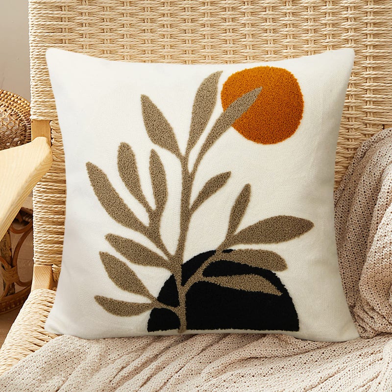 Merrycolor Boho Pillow Covers 20x20 Tufted Mid Century Modern Throw Pillow Covers Abstract Leaf Pillow Cover Aesthetic Boho Pillows Decorative Large Pillows for Couch Bed Sofa Living Room 1PC - Image 1