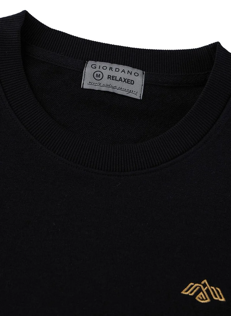 GIORDANO Men’s Cotton Polyester French Terry Crew Neck Sweatshirt