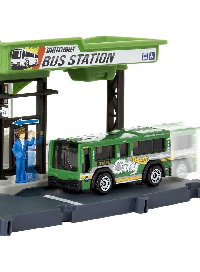 MATCHBOX Matchbox Bus Station Track for Toy Cars Includes 1 Vehicle, Gift for Kids +3 Years Old (Mattel HDL08)  - Image 3