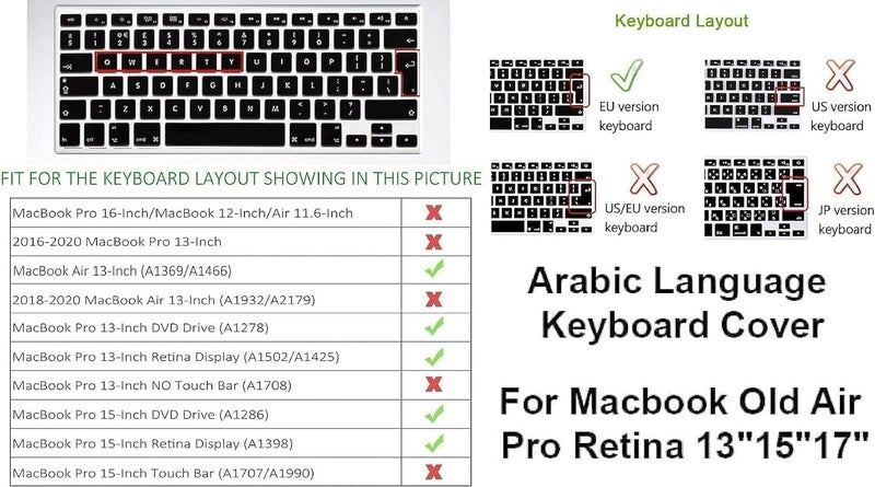 eWINNER Arabic Ultra Thin Silicone Keyboard Cover for MacBook Air and Pro - Image 3