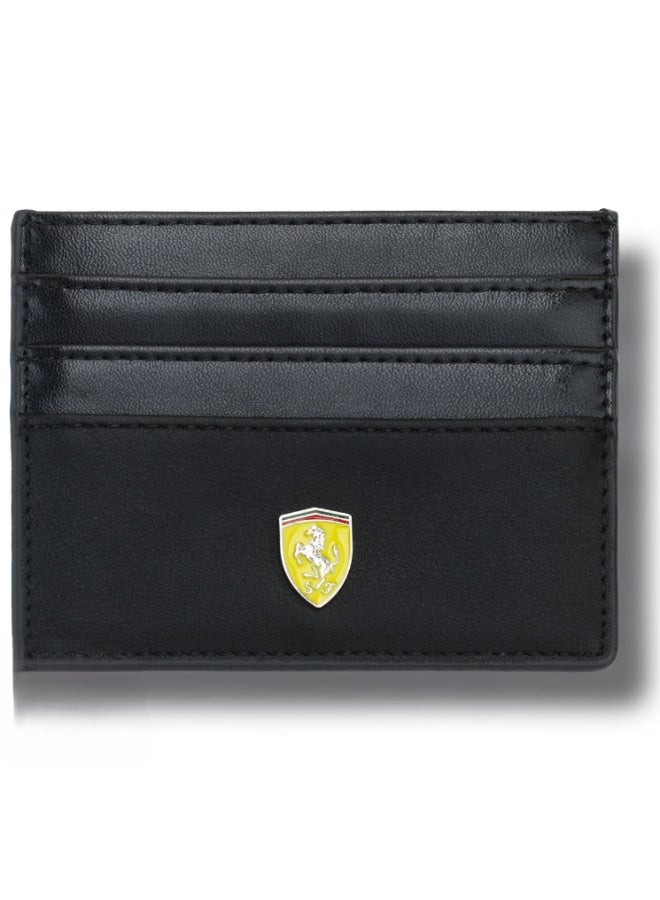 Ferrari Black Leather Card Holder – Premium Luxury Slim Card Case for Men & Women - Image 1
