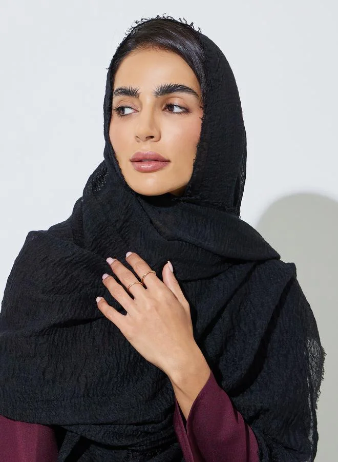 أميرة طرحة مجعدة سادة - أسود