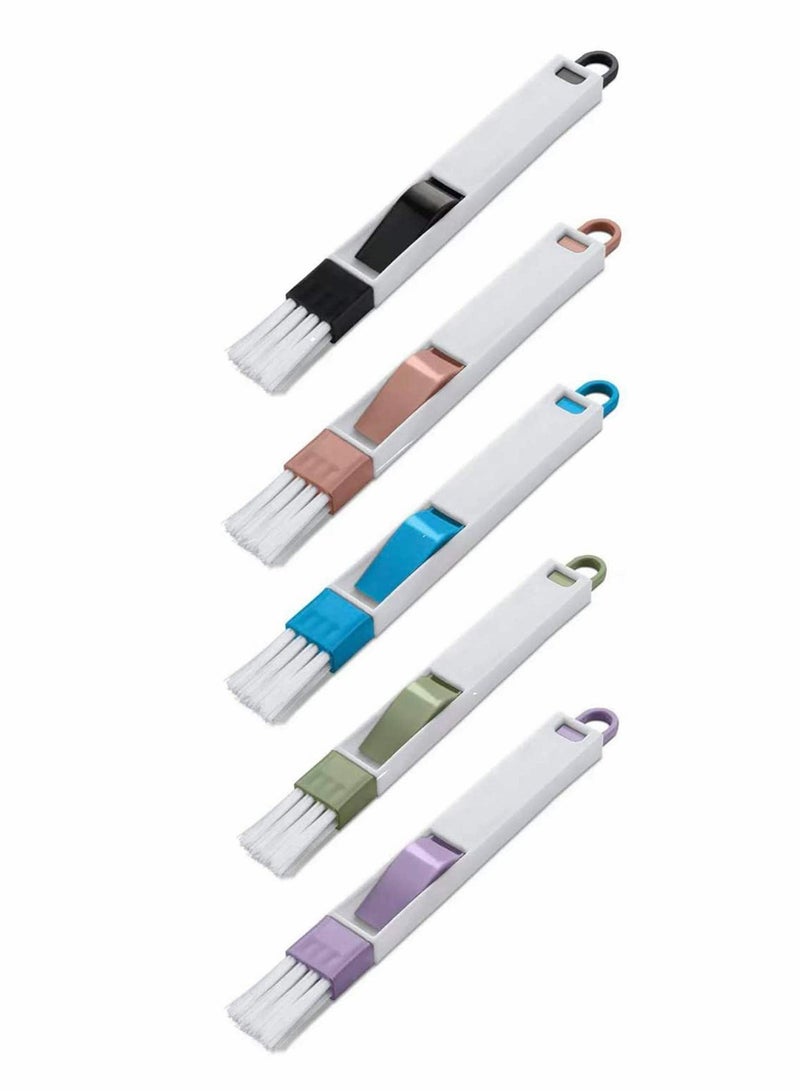 Excefore 5 قطع فرشاة تنظيف فتحات النوافذ 2 في 1 صغيرة الفجوة مروحة لوحة المفاتيح تنظيف المكتب مجرفة صغيرة وفرشاة لتنظيف المناطق التي يصعب الوصول إليها في منزلك - Image 1