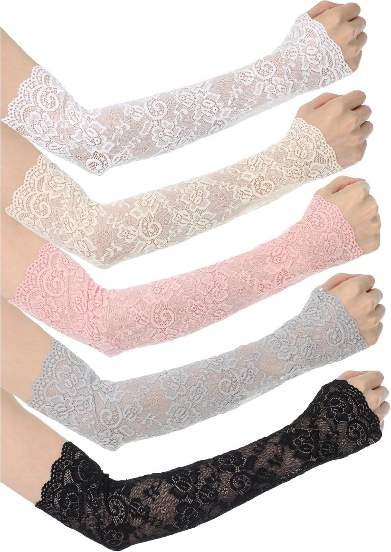 Lace Arm Sleeves: Fingerless Hollow-out Design - Boho Chic Style Floral Arm Sleeves for Women’s Daily Wear & Fashion Accessory - Image 1