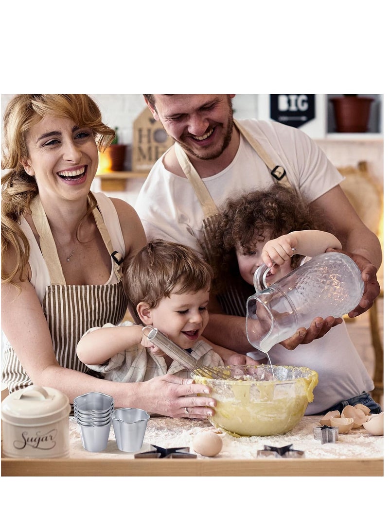 SYOSI 10 Pieces Popover Pans Nonstick Aluminium Pudding Cups Egg Tart Molds Para Flan molde Chocolate Molten Pans Raspberry Souffle Pot for Cupcake  Brownies  Souffle Pie Muffins - Image 3