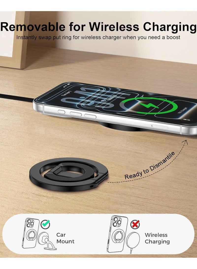 حامل حلقي للهاتف متوافق مع MagSafe، حامل مزدوج الجوانب مغناطيسي، حلقة إصبع قابلة للتعديل، مناسب لهواتف iPhone 17/16 Pro Max/15 Plus/14 Pro/13 Mini/12 وسامسونج، حامل هاتف مغناطيسي متوافق مع حوامل Mag للسيارة - Image 4