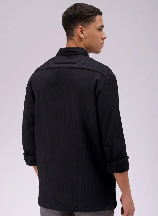 The Indian Garage Co Men Relaxed Fit Solid Full Sleeves Cutaway Collar Resort Wear Shirt