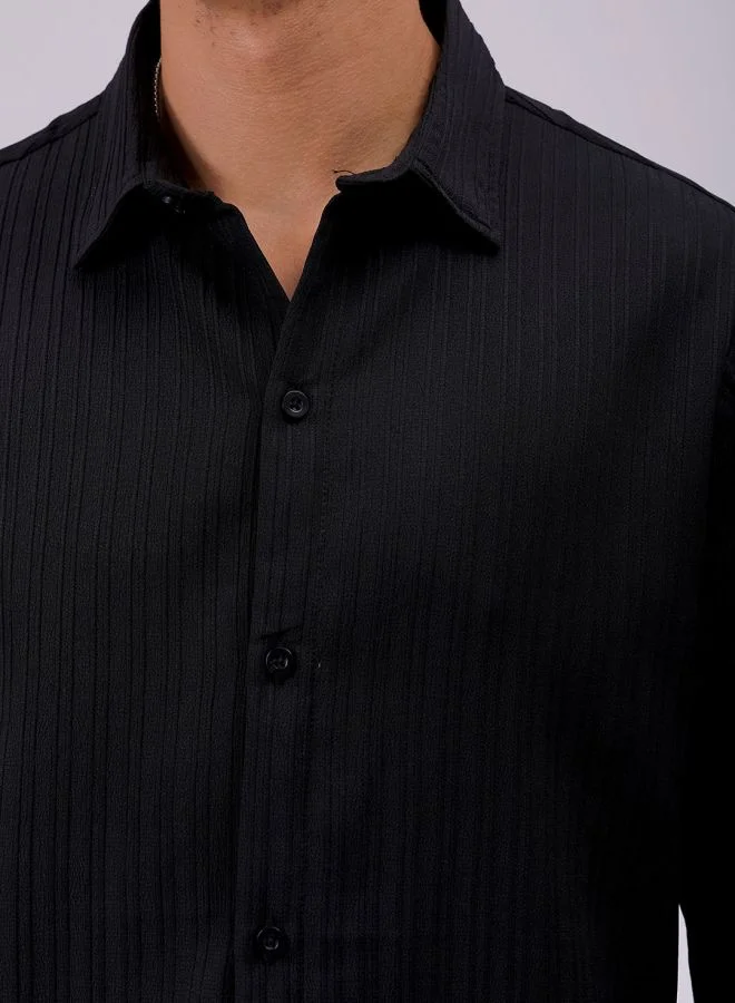The Indian Garage Co Men Relaxed Fit Solid Full Sleeves Cutaway Collar Resort Wear Shirt