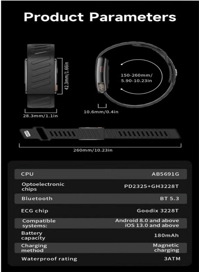 Black Screenless Fitness Band – Heart Rate Monitor, Sleep Tracking, Step Counter, Calorie & Distance Tracker | Smart Screenless Fitness Tracker Bracelet for Men & Women | Multi-Sport Activity Band | 3ATM Waterproof Smart Health Wearable Device, App Control & Long Battery - Image 5