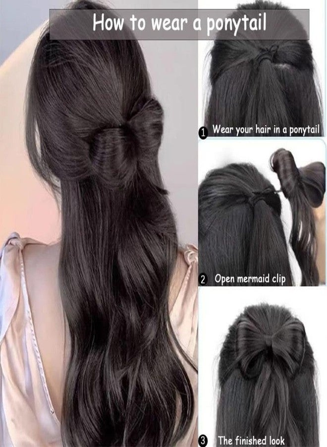 ريتزكارت وصلة شعر على شكل فيونكة على شكل ذيل حصان للنساء والفتيات، نصف مربوطة، فيونكة شعر صناعية، مشبك شعر، إكسسوارات شعر لطيفة للأطفال، للاستخدام اليومي، مظهر طبيعي (قطعة واحدة) (بني داكن) - Image 2