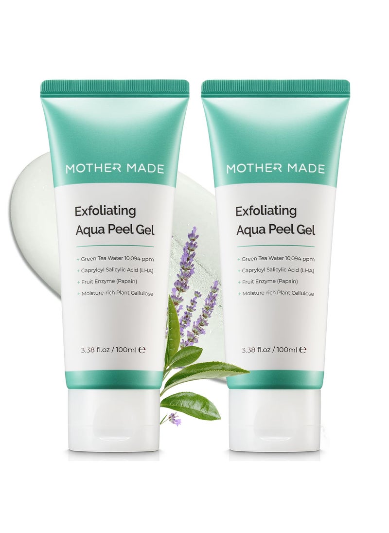 MOTHER MADE Exfoliating Vegan Facial Peeling Solution with Green Tea Vitamin E Hyaluronic Acid Pack of 2  Gentle Natural Face  Full Body Scrub Exfoliator Cleansing Peeling Korean Skincare 