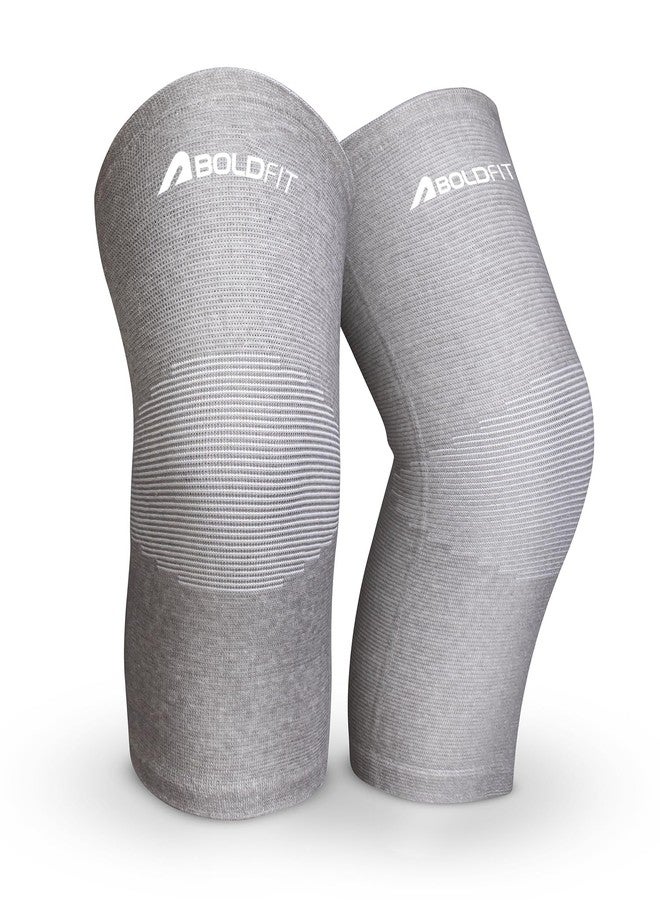 Boldfit Knee Caps for Women for Pain Relief Compression Knee Support for Men Gym Running Jogging Sports Workout Cap Pad Sleeve Braces Band Belt Guard Premium Leg Pain Relief Products - Grey L - Image 1