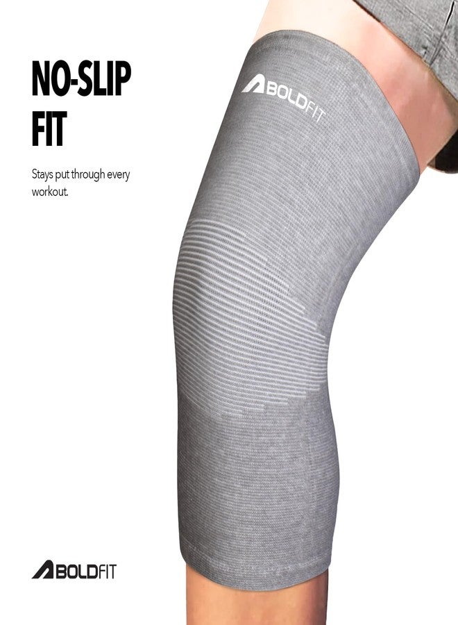 Boldfit Knee Caps for Women for Pain Relief Compression Knee Support for Men Gym Running Jogging Sports Workout Cap Pad Sleeve Braces Band Belt Guard Premium Leg Pain Relief Products - Grey L - Image 5