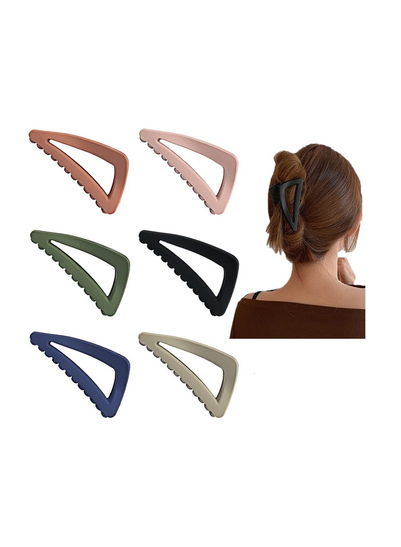Excefore Medium Hair Clips for Women, Hair Clips for Thin Hair, Non Slip Hair Claw Clips for Girls, Strong Hold Matte Hair Jaw Clips, Triangle Hair Claws for Thin/Medium Thick Hair 6PCSHypoallergenic Microfibr - Image 1