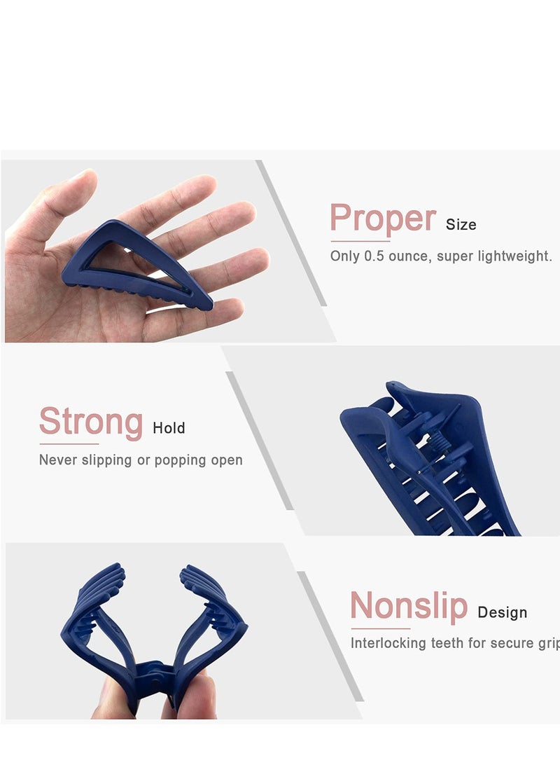 Excefore Medium Hair Clips for Women, Hair Clips for Thin Hair, Non Slip Hair Claw Clips for Girls, Strong Hold Matte Hair Jaw Clips, Triangle Hair Claws for Thin/Medium Thick Hair 6PCSHypoallergenic Microfibr - Image 3