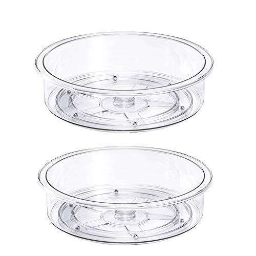 SANNO Lazy Susan Cabinet Organizer, Clear Turntable Food Pantry Storage Container for Kitchen Spice Pantry Fridge Cupboard Organizing-9.8",Set of 2 - Image 1