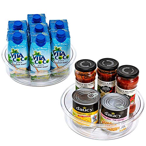 SANNO Lazy Susan Cabinet Organizer, Clear Turntable Food Pantry Storage Container for Kitchen Spice Pantry Fridge Cupboard Organizing-9.8",Set of 2 - Image 2