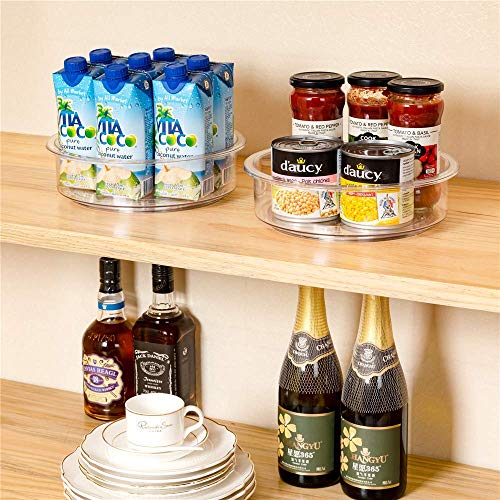 SANNO Lazy Susan Cabinet Organizer, Clear Turntable Food Pantry Storage Container for Kitchen Spice Pantry Fridge Cupboard Organizing-9.8",Set of 2 - Image 3