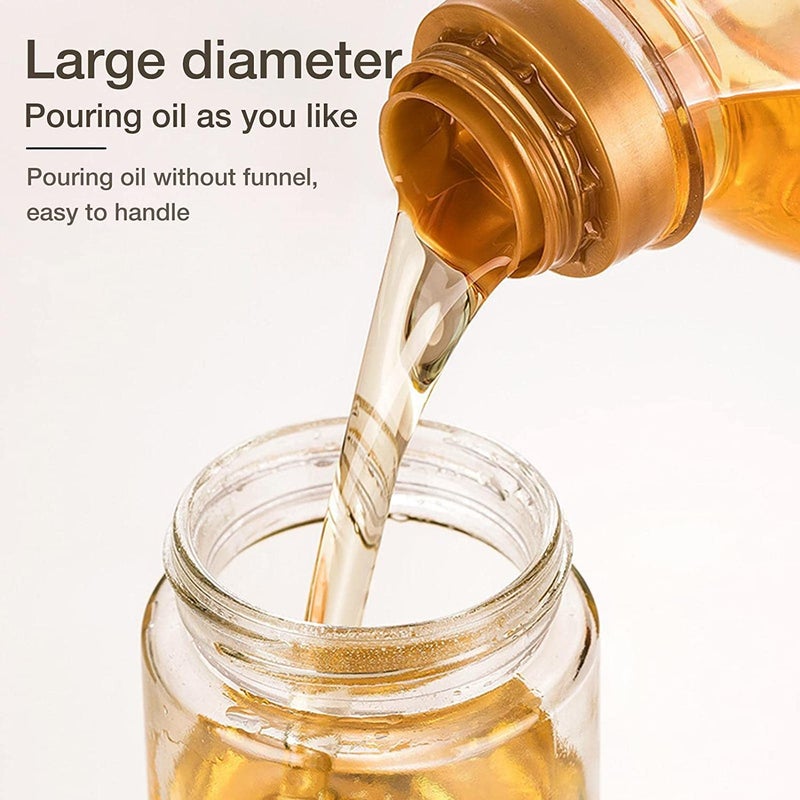 Ramkuwar 500ml LeadFree Glass Dispenser Bottle Dispenser For Oil Vinegar Olive Oil BBQ Salad Baking Roasting Frying Cruet Pour Spout Wide Opening for Easy Refill and Cleaning 2_Yellow - Image 4