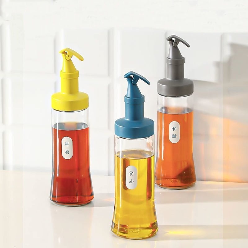 Ramkuwar 500ml LeadFree Glass Dispenser Bottle Dispenser For Oil Vinegar Olive Oil BBQ Salad Baking Roasting Frying Cruet Pour Spout Wide Opening for Easy Refill and Cleaning 2_Yellow - Image 5