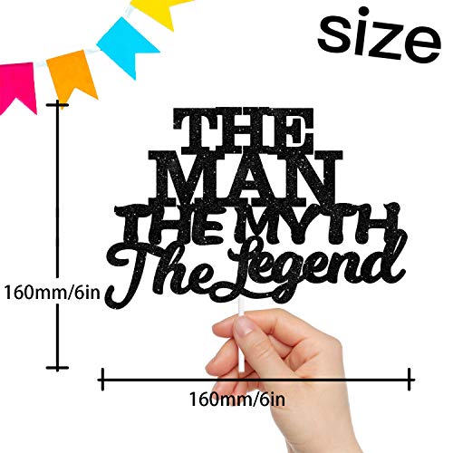 Lisimy The Man The Myth The Legend Cake Topper Decorations Dad Birthday Theme Happy Fathers Day Party Decor Supplies Black - Image 5