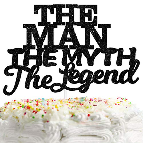 Lisimy The Man The Myth The Legend Cake Topper Decorations Dad Birthday Theme Happy Fathers Day Party Decor Supplies Black - Image 1