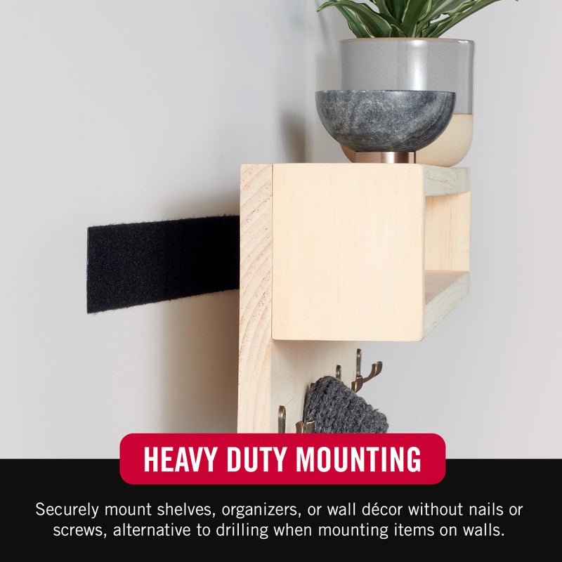 VELCRO Brand Heavy Duty Tape | 12 Foot Roll | Strong Sticky Back Adhesive Holds up to 10 lbs | Industrial Strength Fasteners for Indoor or Outdoor Use | 1-1/2in Width, Black (VEL-30836-USA) - Image 4