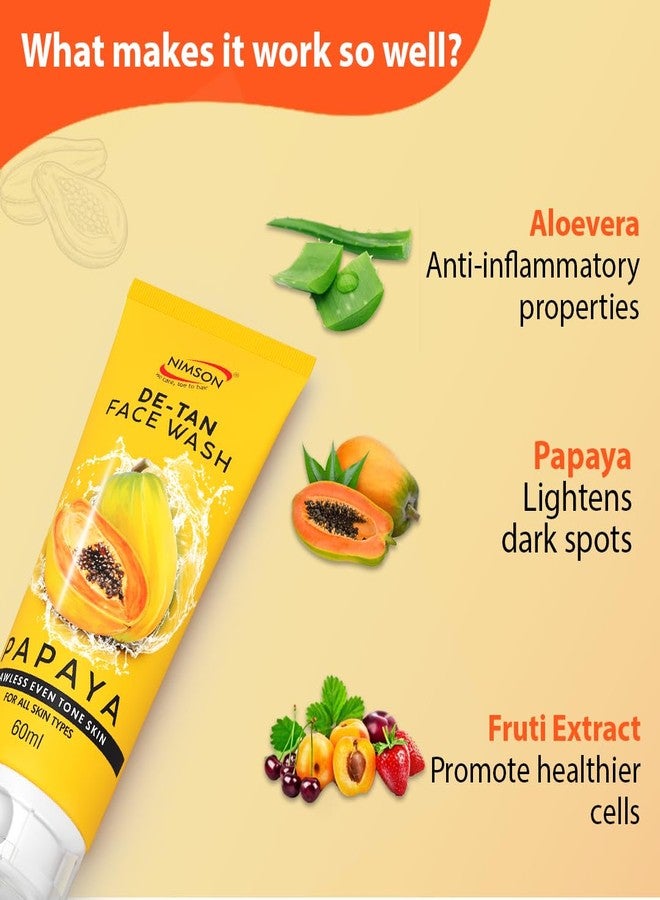Aryanveda Nimson Papaya Face Wash for Skin Brightening Face Wash for Tan Removal, Sun Protection & Dark Spots Removal Glowing Skin Face Wash for All Skin Types - 60ml - Image 3