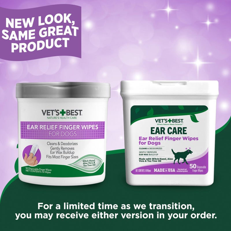 Vet's Best Ear Relief Finger Wipes, Ear Cleansing Finger Wipes for Dogs, Sooths & Deodorizes, 50 Disposable Dog Wipes - Image 2