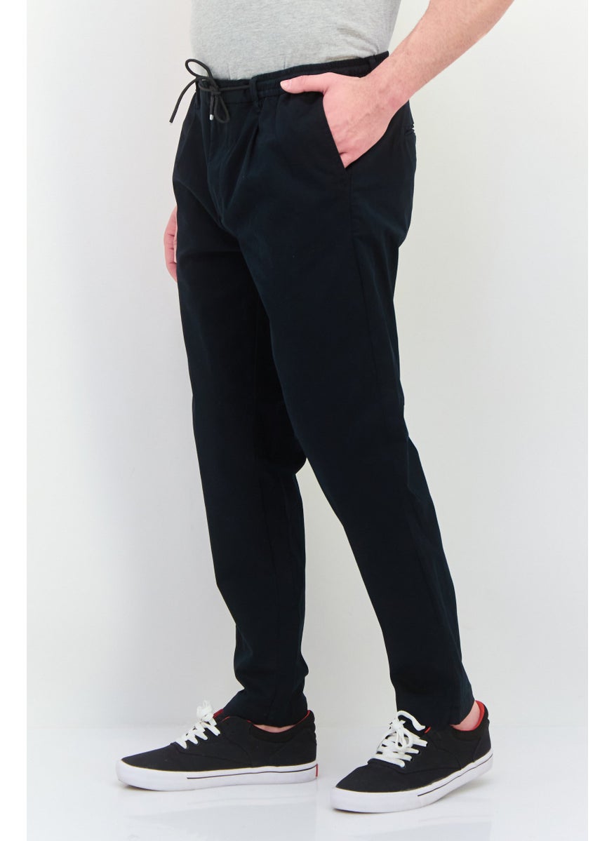 Gazzarrini Men Regular Fit Plain Skinny Leg Pants, Black  - Image 2