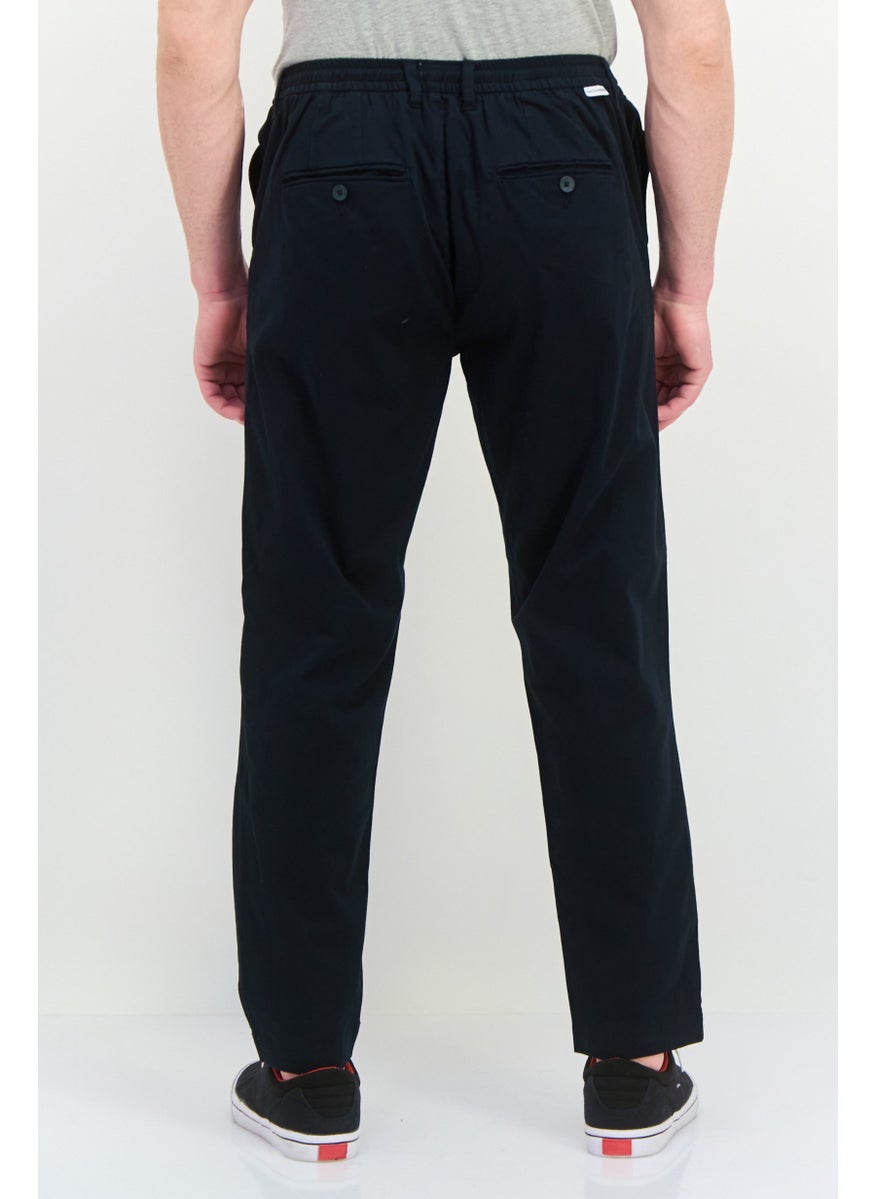 Gazzarrini Men Regular Fit Plain Skinny Leg Pants, Black  - Image 4
