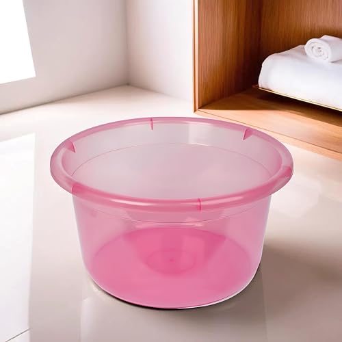 Kuber Industries Durable Deep Bath Tub|Versatile Short Livestock Feeding Pan| Plastic Utility Gaint Basin for Baby Bathing,Washing Clothes,26 Litre (Pink) - Image 2