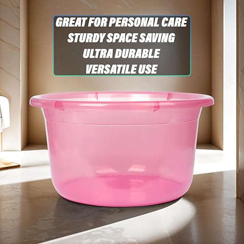 Kuber Industries Durable Deep Bath Tub|Versatile Short Livestock Feeding Pan| Plastic Utility Gaint Basin for Baby Bathing,Washing Clothes,26 Litre (Pink) - Image 5