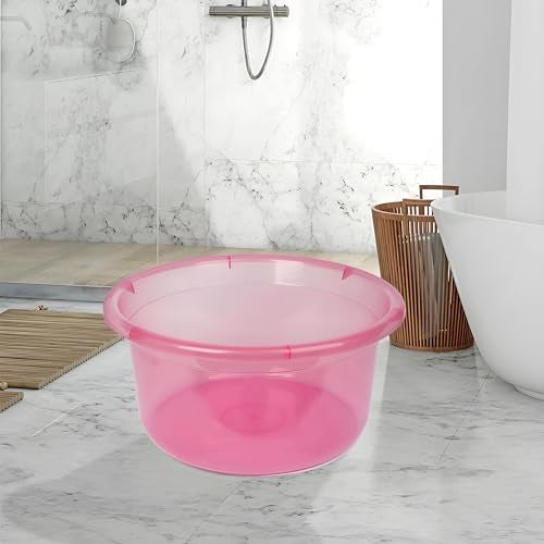 Kuber Industries Durable Deep Bath Tub|Versatile Short Livestock Feeding Pan| Plastic Utility Gaint Basin for Baby Bathing,Washing Clothes,26 Litre (Pink) - Image 4