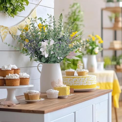 Tdas 20 Pcs Artificial Plants Eucalyptus Stems for Home Decor Faux Leaves Plant Fake Flower Bouquet Centerpiece Greenery Branches Decoration Table Vase Wedding Christmas (Green) - Image 4
