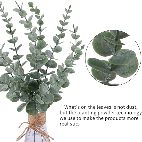 Tdas 20 Pcs Artificial Plants Eucalyptus Stems for Home Decor Faux Leaves Plant Fake Flower Bouquet Centerpiece Greenery Branches Decoration Table Vase Wedding Christmas (Green) - Image 3
