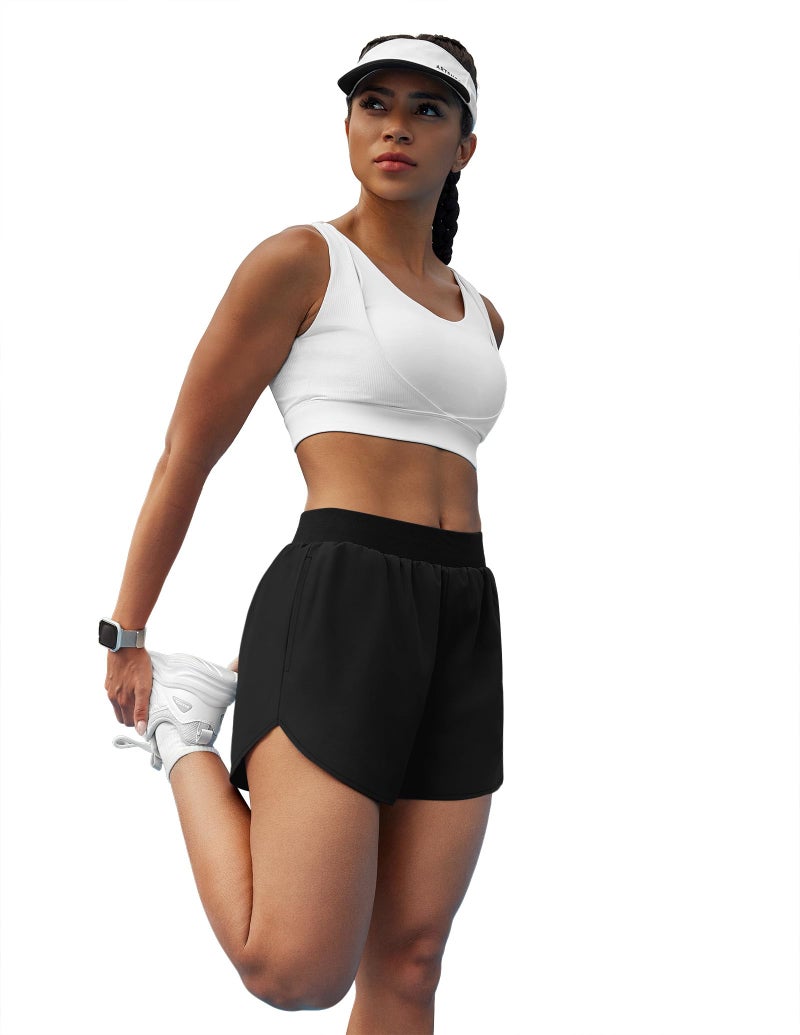 NIASHOT Athletic Workout Running Shorts for Women Dolphin Quick Dry Hiking Outdoors Gym Track Tennis Sports Clothes Black M - Image 3